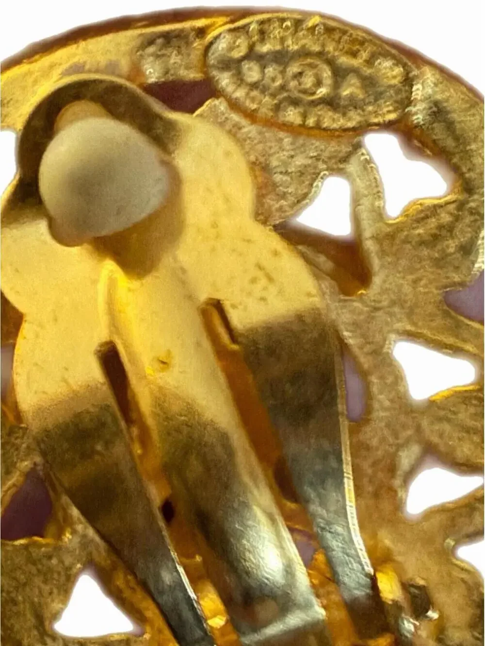 CHANEL Paris CC Fall 1995 Gold Plated Round Earrings